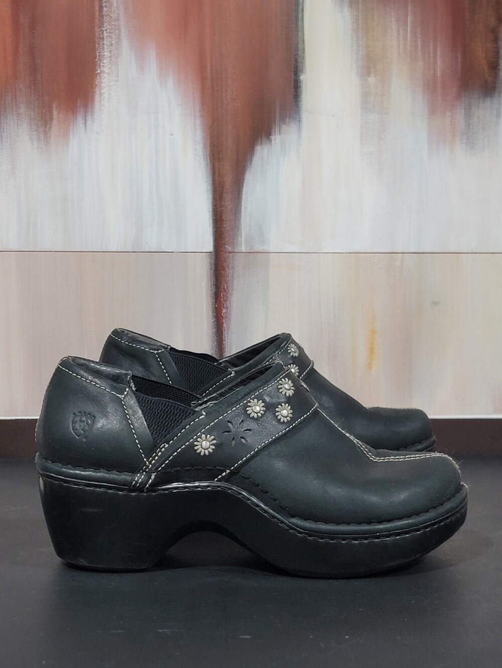 Ariat Westlake Women Black Floral Slip On Clog Shoe Size 7.5B EUR 38.5